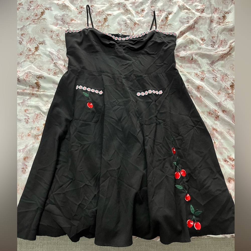Voodoo Vixen Layla Cherry and Daisy Flared Dress